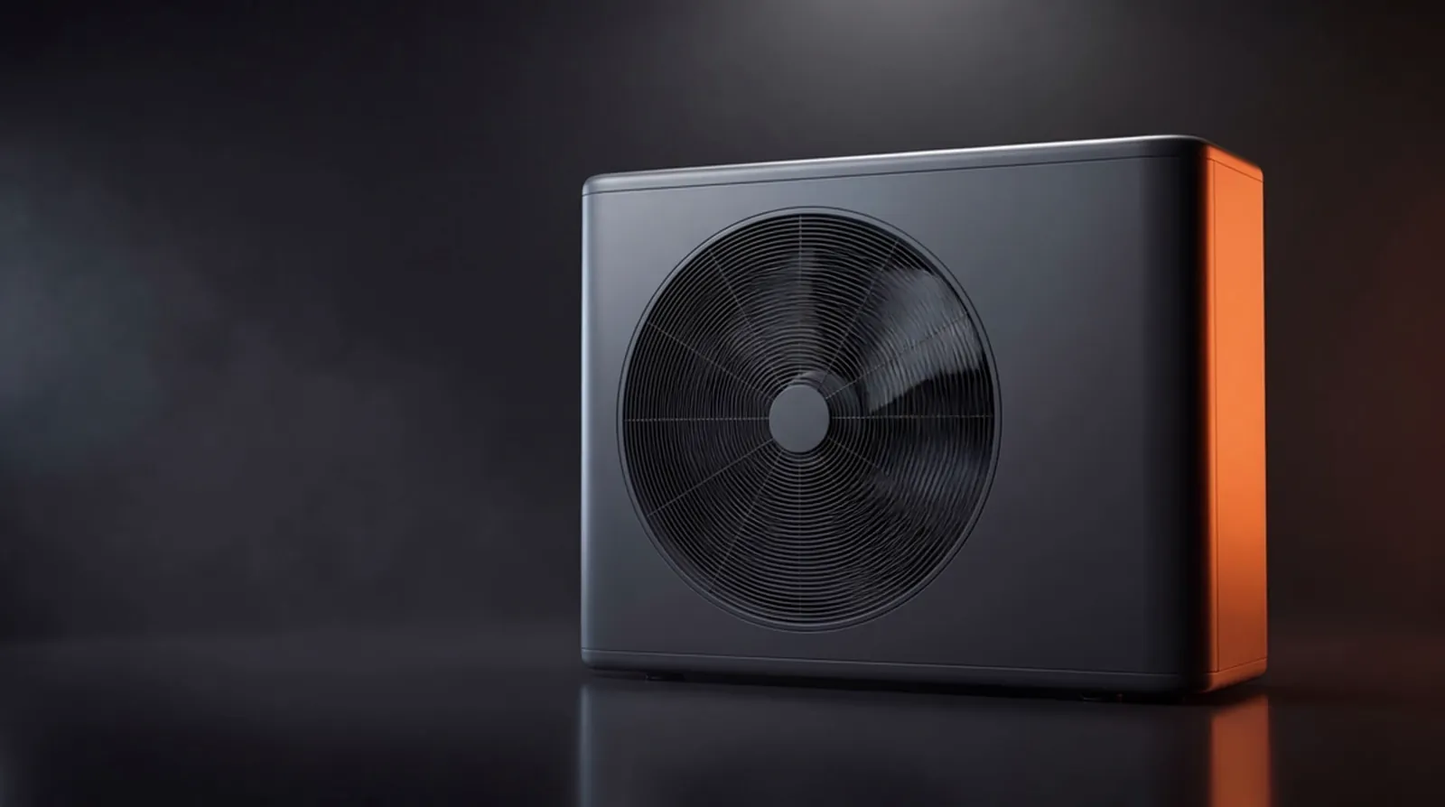 3D-Darstellung einer Wärmepumpe, die sich aus ihren Bauteilen zusammensetzt